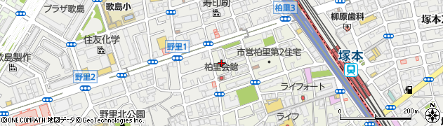 大阪市立　柏里保育所・つどいの広場・柏里周辺の地図