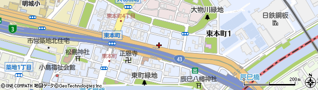 兵庫県尼崎市東本町周辺の地図