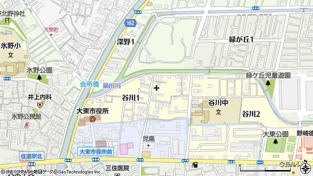 〒574-0074 大阪府大東市谷川の地図