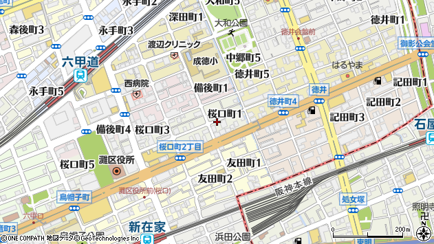 〒657-0036 兵庫県神戸市灘区桜口町の地図