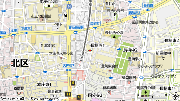 〒531-0061 大阪府大阪市北区長柄西の地図