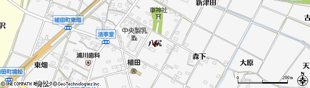 愛知県豊橋市植田町（八尻）周辺の地図