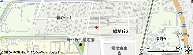 大阪府大東市緑が丘周辺の地図