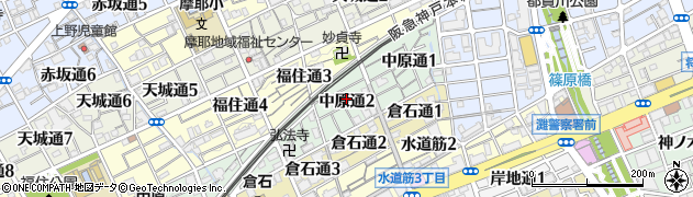 兵庫県神戸市灘区中原通周辺の地図