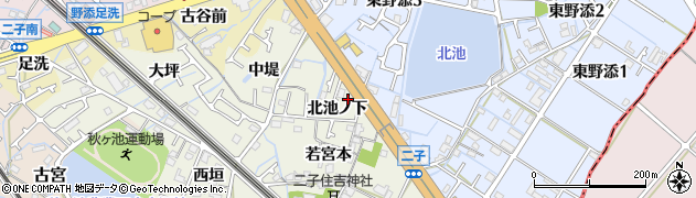兵庫県播磨町（加古郡）二子（北池ノ下）周辺の地図