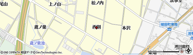 愛知県豊橋市船渡町（西割）周辺の地図