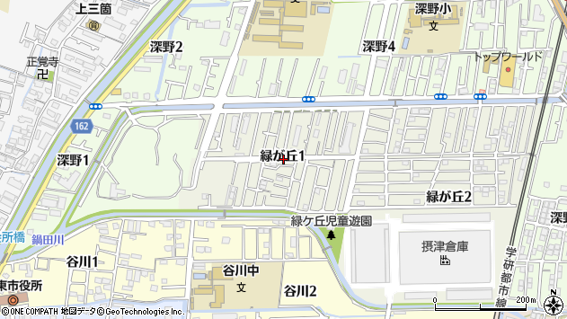 〒574-0073 大阪府大東市緑が丘の地図