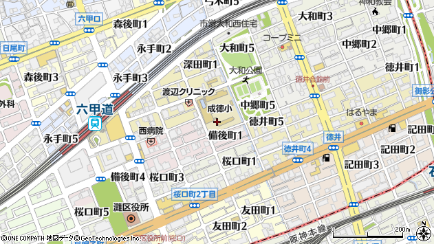 〒657-0037 兵庫県神戸市灘区備後町の地図