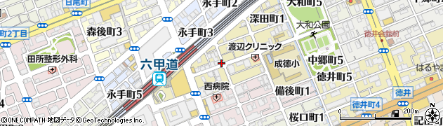 兵庫県神戸市灘区深田町周辺の地図