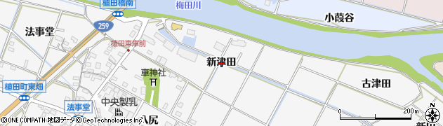 愛知県豊橋市植田町（新津田）周辺の地図