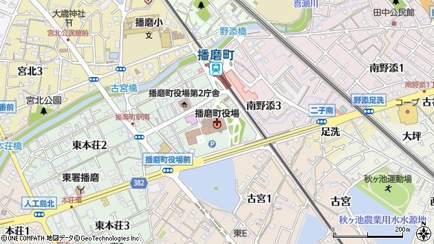 〒675-0100 兵庫県加古郡播磨町（以下に掲載がない場合）の地図
