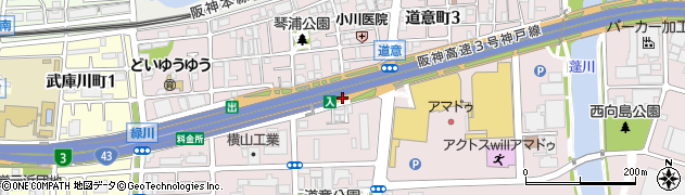 尼崎西入口周辺の地図