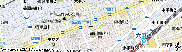 カースタレンタカー六甲店周辺の地図