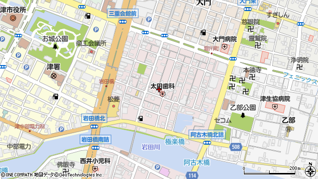 〒514-0028 三重県津市東丸之内の地図