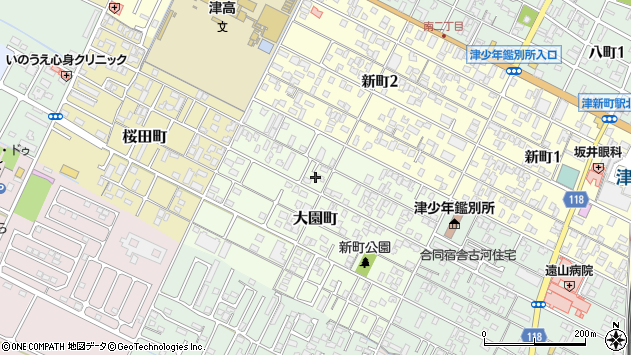 〒514-0046 三重県津市大園町の地図
