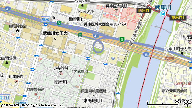 〒663-8131 兵庫県西宮市武庫川町の地図
