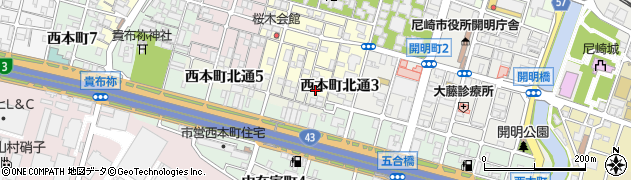 兵庫県尼崎市東桜木町121周辺の地図