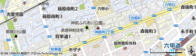 兵庫県神戸市灘区神前町周辺の地図