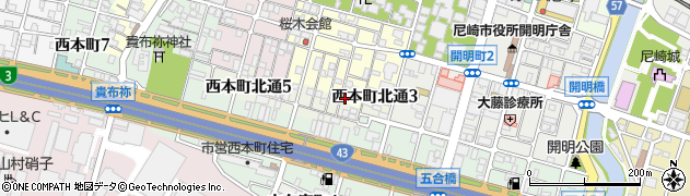 兵庫県尼崎市東桜木町120周辺の地図