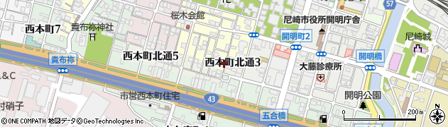 兵庫県尼崎市東桜木町126周辺の地図