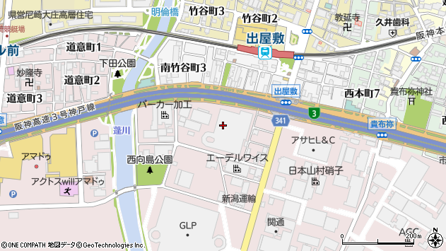〒660-0857 兵庫県尼崎市西向島町の地図