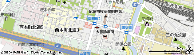 兵庫県尼崎市開明町周辺の地図