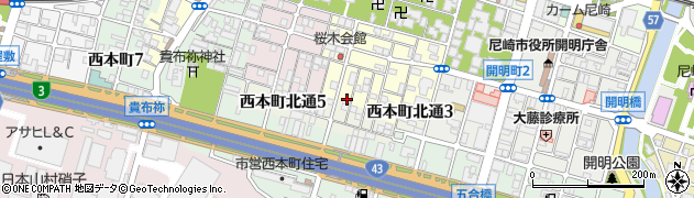 兵庫県尼崎市東桜木町69周辺の地図