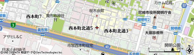 兵庫県尼崎市東桜木町68周辺の地図