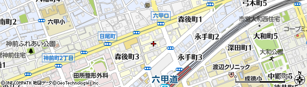 兵庫県神戸市灘区森後町周辺の地図
