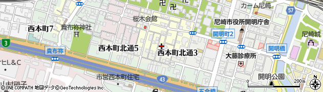 兵庫県尼崎市東桜木町88周辺の地図