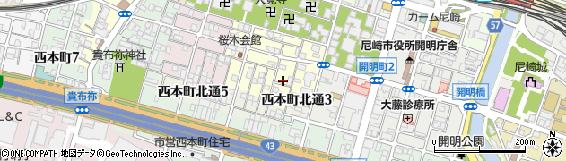 兵庫県尼崎市東桜木町93周辺の地図