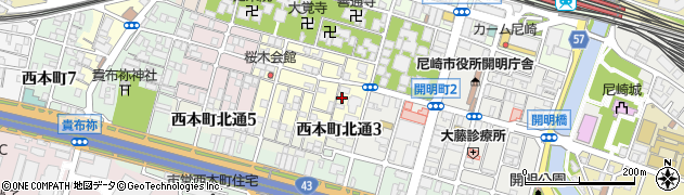 兵庫県尼崎市東桜木町141周辺の地図