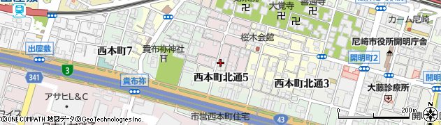 兵庫県尼崎市西桜木町73周辺の地図