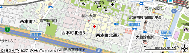 兵庫県尼崎市東桜木町75周辺の地図