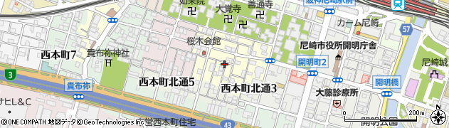 兵庫県尼崎市東桜木町84周辺の地図