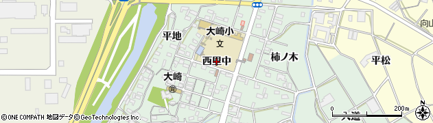 愛知県豊橋市大崎町（西里中）周辺の地図