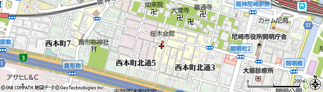 兵庫県尼崎市東桜木町63周辺の地図