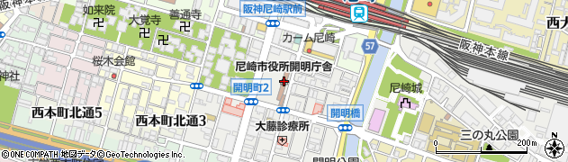 尼崎市保健所　中央地域保健担当周辺の地図