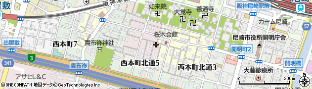 兵庫県尼崎市西桜木町48周辺の地図