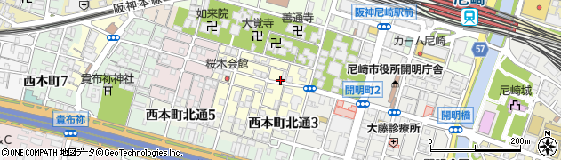 兵庫県尼崎市東桜木町104周辺の地図