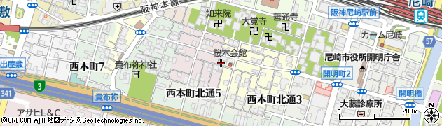 兵庫県尼崎市東桜木町53周辺の地図