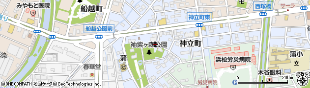 静岡県浜松市中央区神立町周辺の地図