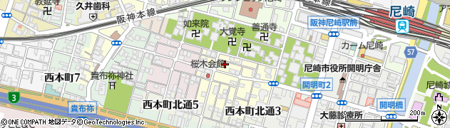 兵庫県尼崎市東桜木町28周辺の地図