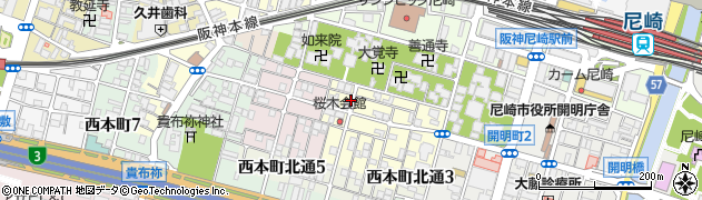 兵庫県尼崎市東桜木町26周辺の地図