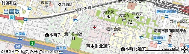兵庫県尼崎市西桜木町23周辺の地図
