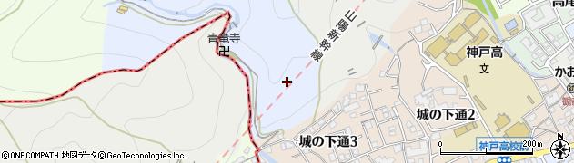 兵庫県神戸市灘区原田城下山周辺の地図