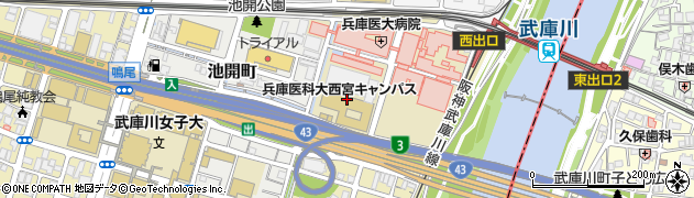 兵庫県西宮市武庫川町3周辺の地図