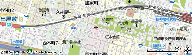 兵庫県尼崎市西桜木町6周辺の地図
