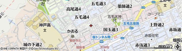 兵庫県神戸市灘区薬師通周辺の地図