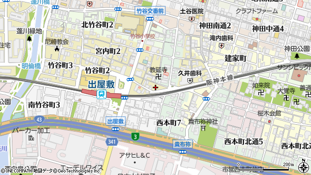 〒660-0876 兵庫県尼崎市竹谷町の地図